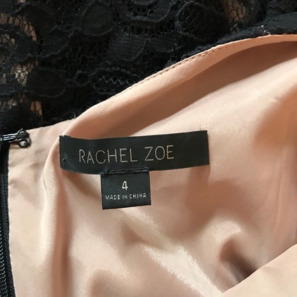 Rachel Zoe Black Lace Dress with Belt & Scoop Back - Size 4 - Picture 6 of 7
